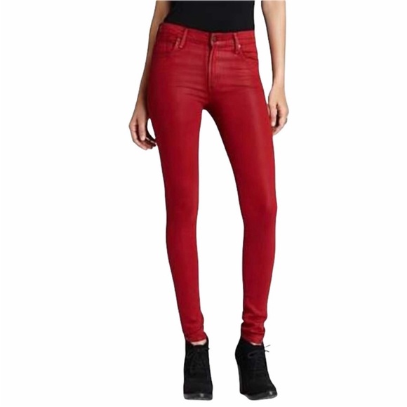 Citizens of Humanity Rocket Slick Coated High Rise Skinny Jeans Red Sz 26 - Picture 2 of 15